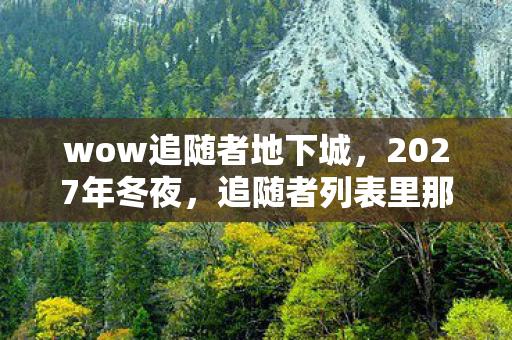 wow追随者地下城,2027年冬夜,追随者列表里那句别走,成了我鼻子一酸的伏笔 wow追随者地下城,2027年冬夜,追随者列表里那句别走,成了我鼻子一酸的伏笔