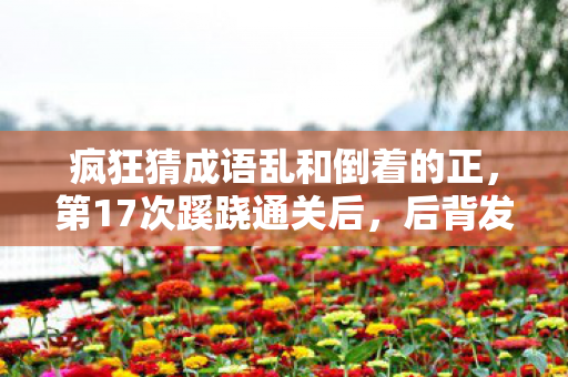 疯狂猜成语乱和倒着的正,第17次蹊跷通关后,后背发凉,我竟被游戏玩了半辈子? 疯狂猜成语乱和倒着的正,第17次蹊跷通关后,后背发凉,我竟被游戏玩了半辈子?