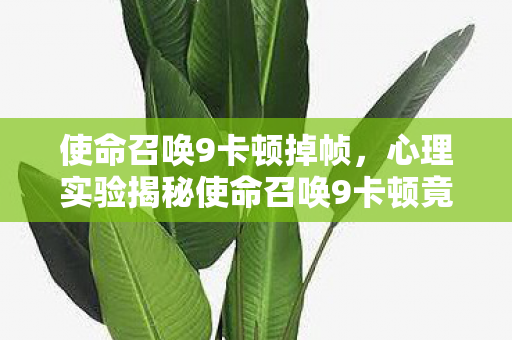 使命召唤9卡顿掉帧，心理实验揭秘使命召唤9卡顿竟成沉迷陷阱？细思极恐的多巴胺操控术