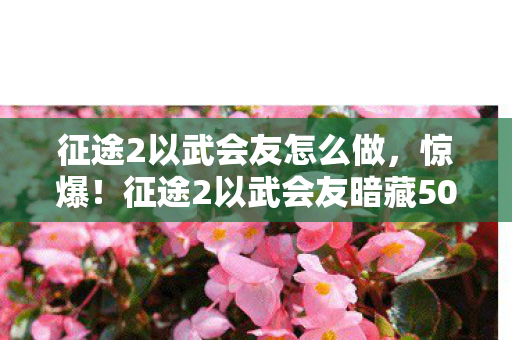 征途2以武会友怎么做，惊爆！征途2以武会友暗藏500万黑金，离职老兵掀桌揭内幕吓一跳！
