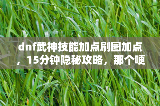 dnf武神技能加点刷图加点，15分钟隐秘攻略，那个哽咽着研究武神85刷图加点的深夜