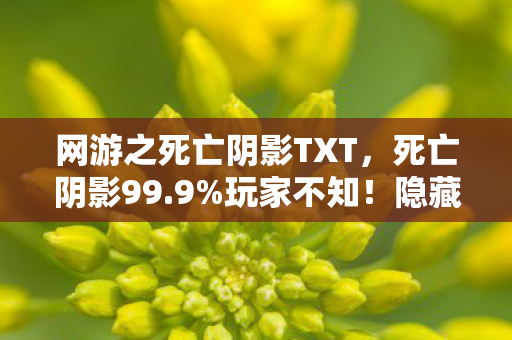网游之死亡阴影TXT,死亡阴影99.9%玩家不知!隐藏暴击率竟被暗改37次! 网游之死亡阴影TXT,死亡阴影99.9%玩家不知!隐藏暴击率竟被暗改37次!