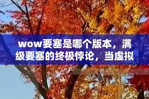 wow要塞是哪个版本,满级要塞的终极悖论,当虚拟王座成为现实坟墓的第三级台阶 wow要塞是哪个版本,满级要塞的终极悖论,当虚拟王座成为现实坟墓的第三级台阶