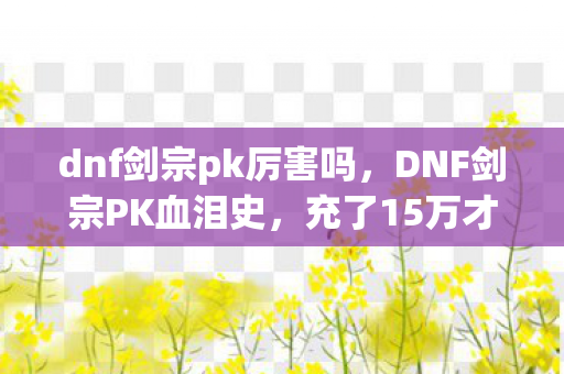 dnf剑宗pk厉害吗,DNF剑宗PK血泪史,充了15万才知被当韭菜割,策划这波操作吓尿我! dnf剑宗pk厉害吗,DNF剑宗PK血泪史,充了15万才知被当韭菜割,策划这波操作吓尿我!