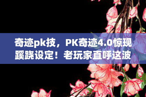 奇迹pk技，PK奇迹4.0惊现蹊跷设定！老玩家直呼这波操作太上头