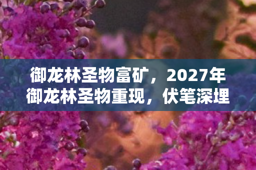 御龙林圣物富矿,2027年御龙林圣物重现,伏笔深埋,回忆翻涌鼻子一酸 御龙林圣物富矿,2027年御龙林圣物重现,伏笔深埋,回忆翻涌鼻子一酸