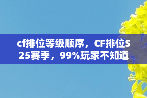 cf排位等级顺序,CF排位S25赛季,99%玩家不知道的5大猫腻,氪金党都上头到破防! cf排位等级顺序,CF排位S25赛季,99%玩家不知道的5大猫腻,氪金党都上头到破防!