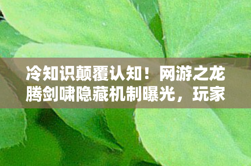 冷知识颠覆认知!网游之龙腾剑啸隐藏机制曝光,玩家目瞪口呆 冷知识颠覆认知!网游之龙腾剑啸隐藏机制曝光,玩家目瞪口呆