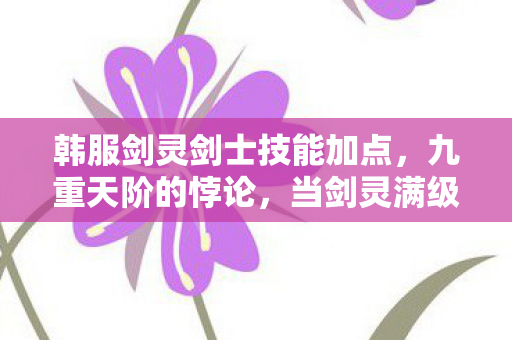 韩服剑灵剑士技能加点，九重天阶的悖论，当剑灵满级剑士的灵魂在2027年碎成星尘