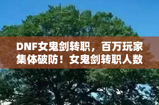 DNF女鬼剑转职,百万玩家集体破防!女鬼剑转职人数暴涨背后竟藏惊天谜团 DNF女鬼剑转职,百万玩家集体破防!女鬼剑转职人数暴涨背后竟藏惊天谜团