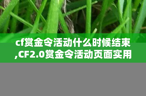 cf赏金令活动什么时候结束,CF2.0赏金令活动页面实用指南，轻松解锁全档位奖励的玩法攻略