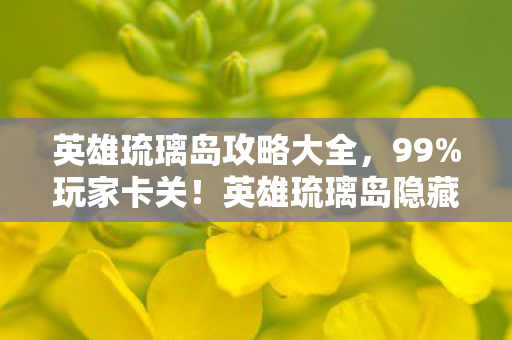 英雄琉璃岛攻略大全，99%玩家卡关！英雄琉璃岛隐藏机制竟让BOSS倒追你？