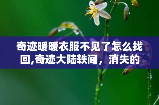 奇迹暖暖衣服不见了怎么找回,奇迹大陆轶闻,消失的搭配搜查官 奇迹暖暖衣服不见了怎么找回,奇迹大陆轶闻,消失的搭配搜查官