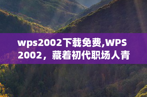 wps2002下载免费,WPS 2002,藏着初代职场人青春的办公软件印记 wps2002下载免费,WPS 2002,藏着初代职场人青春的办公软件印记