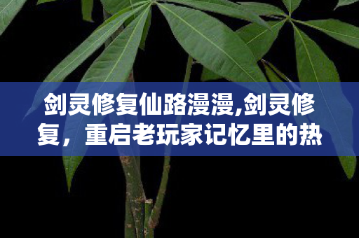 剑灵修复仙路漫漫,剑灵修复，重启老玩家记忆里的热血江湖
