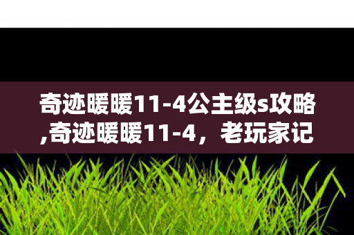 奇迹暖暖11-4公主级s攻略,奇迹暖暖11-4，老玩家记忆里的云端河畔小关卡