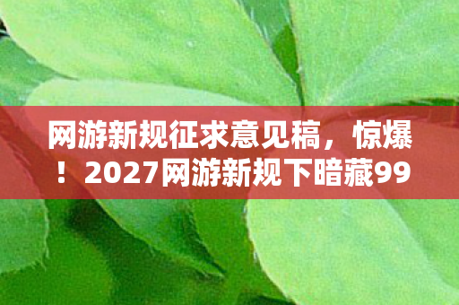 网游新规征求意见稿,惊爆!2027网游新规下暗藏99%玩家不知的3大数值黑洞 网游新规征求意见稿,惊爆!2027网游新规下暗藏99%玩家不知的3大数值黑洞