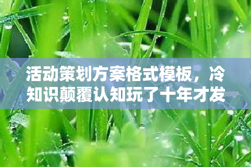 活动策划方案格式模板，冷知识颠覆认知玩了十年才发现，我竟是游戏界的目瞪口呆活化石！