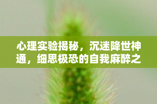心理实验揭秘,沉迷降世神通,细思极恐的自我麻醉之旅 心理实验揭秘,沉迷降世神通,细思极恐的自我麻醉之旅