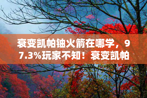 衰变凯帕铀火箭在哪学，97.3%玩家不知！衰变凯帕铀火箭，隐藏数值如何榨干你的资源？