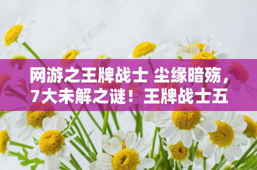 网游之王牌战士 尘缘暗殇，7大未解之谜！王牌战士五年老兵亲历，这战场藏着多少秘密？