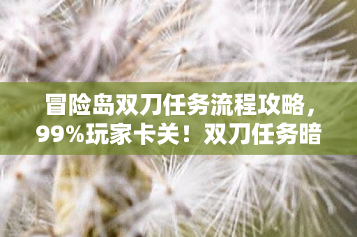 冒险岛双刀任务流程攻略,99%玩家卡关!双刀任务暗藏时间裂隙机制,通关竟要反向操作? 冒险岛双刀任务流程攻略,99%玩家卡关!双刀任务暗藏时间裂隙机制,通关竟要反向操作?