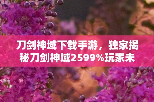 刀剑神域下载手游,独家揭秘刀剑神域2599%玩家未解锁的沉浸体验!通关后我悟了 刀剑神域下载手游,独家揭秘刀剑神域2599%玩家未解锁的沉浸体验!通关后我悟了