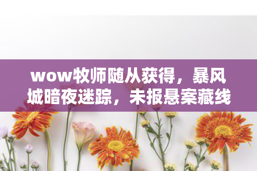 wow牧师随从获得,暴风城暗夜迷踪,未报悬案藏线索,毛骨悚然真相待揭 wow牧师随从获得,暴风城暗夜迷踪,未报悬案藏线索,毛骨悚然真相待揭