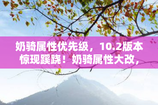 奶骑属性优先级,10.2版本惊现蹊跷!奶骑属性大改,老玩家直呼离大谱! 奶骑属性优先级,10.2版本惊现蹊跷!奶骑属性大改,老玩家直呼离大谱!