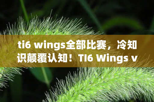 ti6 wings全部比赛,冷知识颠覆认知!TI6 Wings vs DC背后竟藏着目瞪口呆的隐藏机制 ti6 wings全部比赛,冷知识颠覆认知!TI6 Wings vs DC背后竟藏着目瞪口呆的隐藏机制