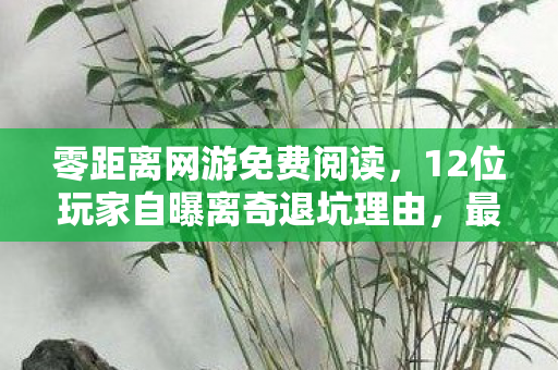 零距离网游免费阅读,12位玩家自曝离奇退坑理由,最后一个疑点让老炮当场绷不住! 零距离网游免费阅读,12位玩家自曝离奇退坑理由,最后一个疑点让老炮当场绷不住!
