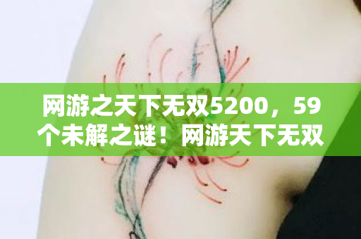 网游之天下无双5200,59个未解之谜!网游天下无双暗藏惊天真相? 网游之天下无双5200,59个未解之谜!网游天下无双暗藏惊天真相?