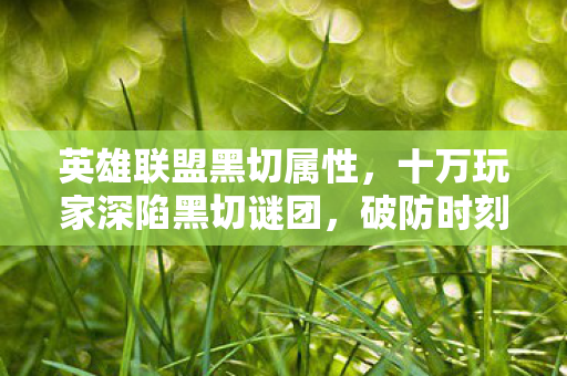 英雄联盟黑切属性，十万玩家深陷黑切谜团，破防时刻竟因同一把武器？