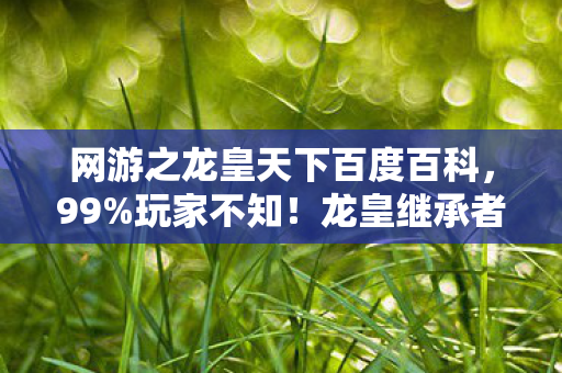 网游之龙皇天下百度百科,99%玩家不知!龙皇继承者竟在出租屋啃泡面? 网游之龙皇天下百度百科,99%玩家不知!龙皇继承者竟在出租屋啃泡面?