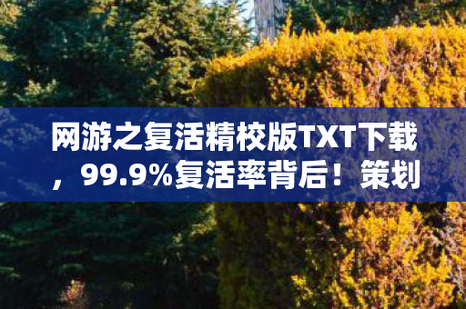 网游之复活精校版TXT下载，99.9%复活率背后！策划不敢说的3大数值暗改，玩家集体破防