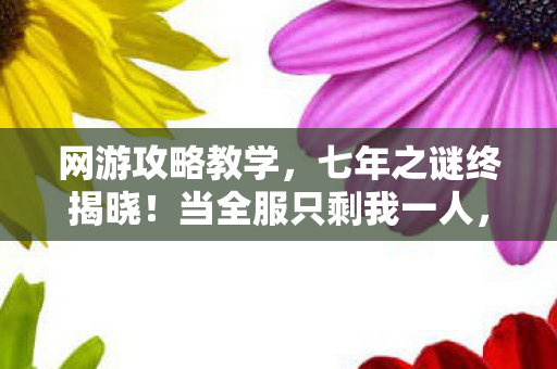 网游攻略教学,七年之谜终揭晓!当全服只剩我一人,泪目告别 网游攻略教学,七年之谜终揭晓!当全服只剩我一人,泪目告别