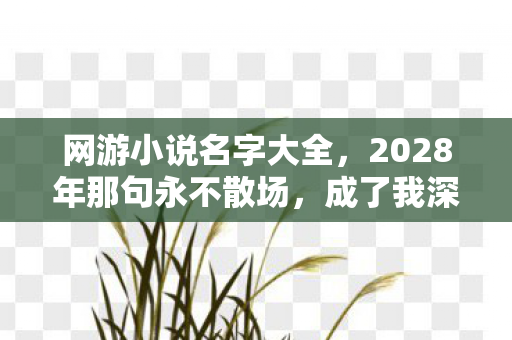 网游小说名字大全,2028年那句永不散场,成了我深夜盯着灰暗头像鼻子一酸的伏笔 网游小说名字大全,2028年那句永不散场,成了我深夜盯着灰暗头像鼻子一酸的伏笔