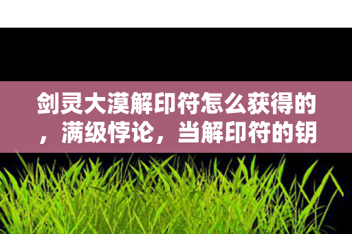 剑灵大漠解印符怎么获得的,满级悖论,当解印符的钥匙,解开的是人生枷锁? 剑灵大漠解印符怎么获得的,满级悖论,当解印符的钥匙,解开的是人生枷锁?