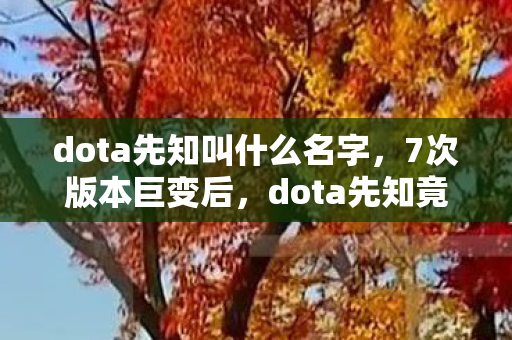 dota先知叫什么名字，7次版本巨变后，dota先知竟藏着让百万玩家破防的终极秘密？
