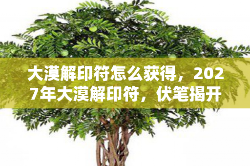 大漠解印符怎么获得,2027年大漠解印符,伏笔揭开时,鼻子一酸才懂虚拟情深 大漠解印符怎么获得,2027年大漠解印符,伏笔揭开时,鼻子一酸才懂虚拟情深