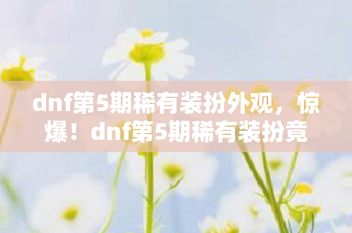 dnf第5期稀有装扮外观,惊爆!dnf第5期稀有装扮竟藏99%玩家不知的逆天属性? dnf第5期稀有装扮外观,惊爆!dnf第5期稀有装扮竟藏99%玩家不知的逆天属性?