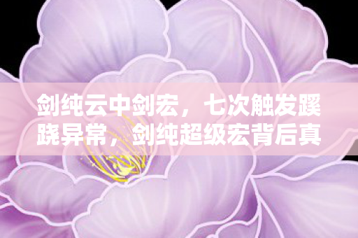 剑纯云中剑宏，七次触发蹊跷异常，剑纯超级宏背后真相让人后背发凉
