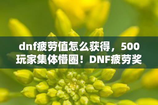 dnf疲劳值怎么获得，500玩家集体懵圈！DNF疲劳奖励暗改疑云，这波操作谁绷得住？