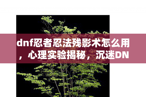 dnf忍者忍法残影术怎么用,心理实验揭秘,沉迷DNF残影术的我,细思极恐的自我囚禁 dnf忍者忍法残影术怎么用,心理实验揭秘,沉迷DNF残影术的我,细思极恐的自我囚禁