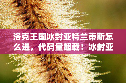 洛克王国冰封亚特兰蒂斯怎么进,代码量超载!冰封亚特兰蒂斯暗线触发,当玩家成为数据幽灵时头皮发麻 洛克王国冰封亚特兰蒂斯怎么进,代码量超载!冰封亚特兰蒂斯暗线触发,当玩家成为数据幽灵时头皮发麻