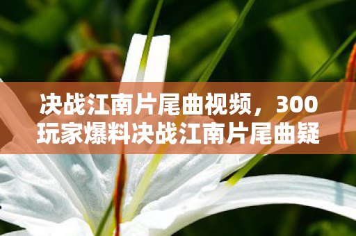 决战江南片尾曲视频,300玩家爆料决战江南片尾曲疑点,真相未明时有人绷不住了! 决战江南片尾曲视频,300玩家爆料决战江南片尾曲疑点,真相未明时有人绷不住了!