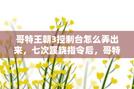 哥特王朝3控制台怎么弄出来,七次蹊跷指令后,哥特王朝3控制台让我后背发凉 哥特王朝3控制台怎么弄出来,七次蹊跷指令后,哥特王朝3控制台让我后背发凉