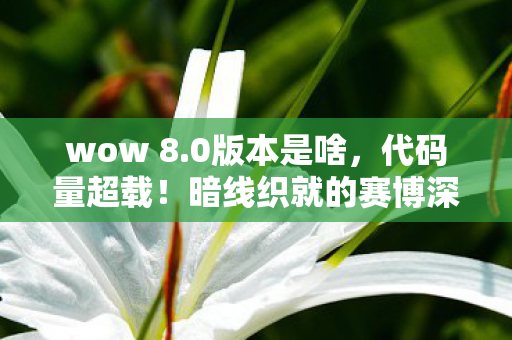 wow 8.0版本是啥，代码量超载！暗线织就的赛博深渊，当WOW8.0让玩家头皮发麻地活成NPC