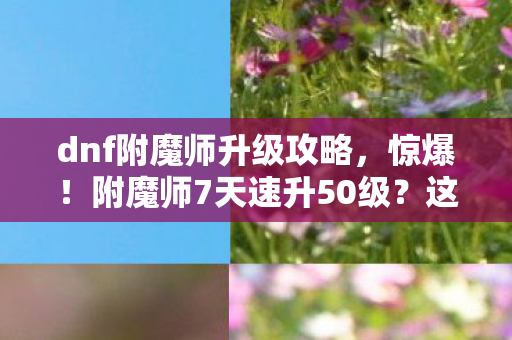 dnf附魔师升级攻略，惊爆！附魔师7天速升50级？这3个隐藏技巧让你直呼过瘾！