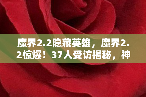 魔界2.2隐藏英雄,魔界2.2惊爆!37人受访揭秘,神秘BUG频发,老炮都绷不住了! 魔界2.2隐藏英雄,魔界2.2惊爆!37人受访揭秘,神秘BUG频发,老炮都绷不住了!